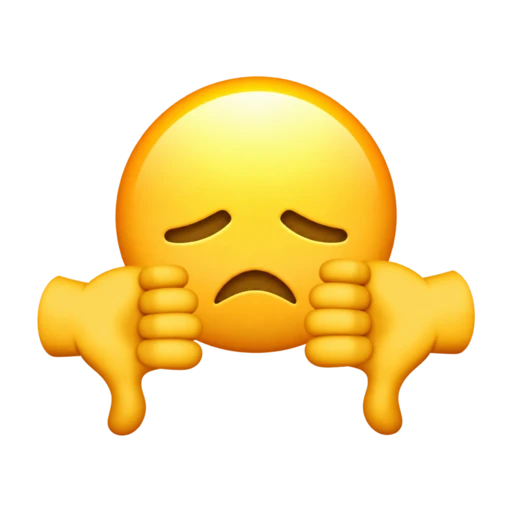 Sad yellow face giving a thumbs down with both hands