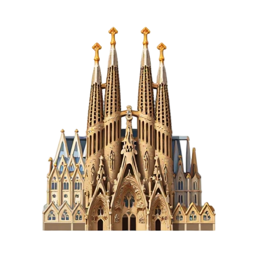 Sagrada Familia basilica with ornate tapering towers