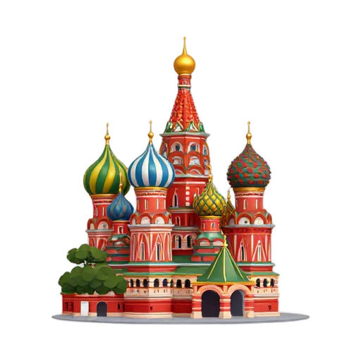 Saint Basil's Cathedral with colorful patterned onion domes