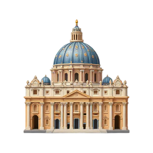vast Renaissance dome and broad ornate facade, depicting Saint Peter's Basilica.