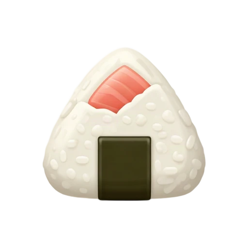 Triangular salmon onigiri rice ball with dark seaweed wrap