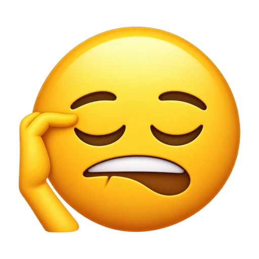Yellow face with eyes closed saluting and biting its lower lip