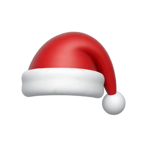 Red Santa hat with white fur brim and pompom