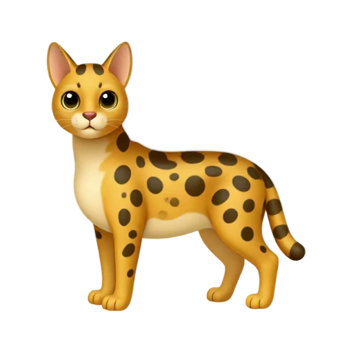 Tall spotted Savannah cat with large ears and long legs