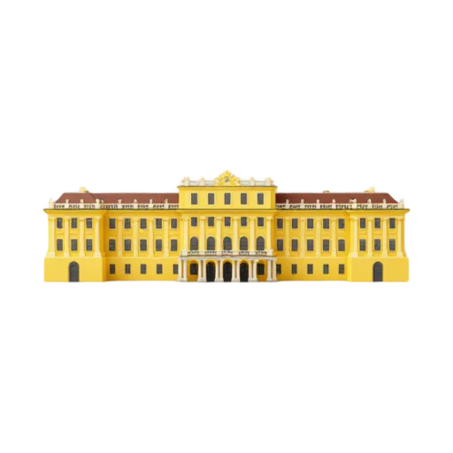 Schönbrunn Palace: long yellow facade and symmetrical wings.