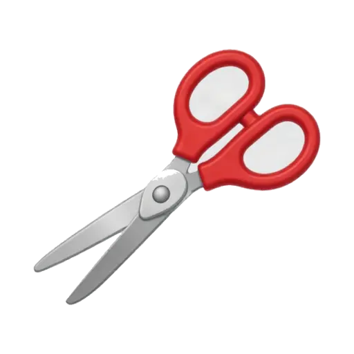 Red-handled scissors with two finger loops and silver blades