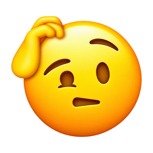 Confused yellow face scratching its head