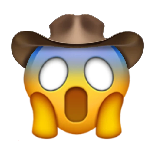 Screaming Cowboy on a transparent background with a brown cowboy hat.