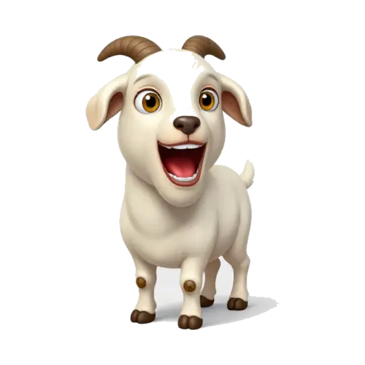 White and brown goat screaming