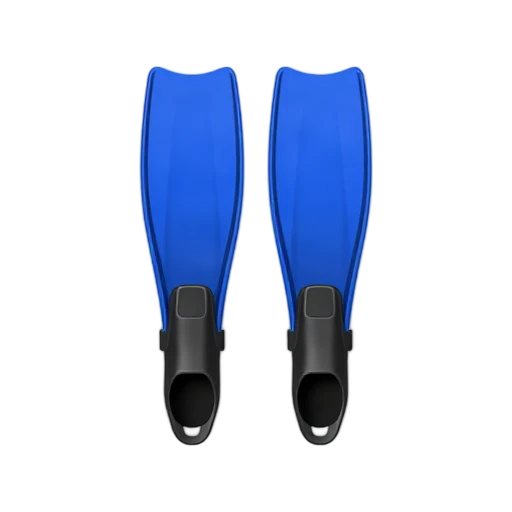 Pair of blue scuba fins with broad blades