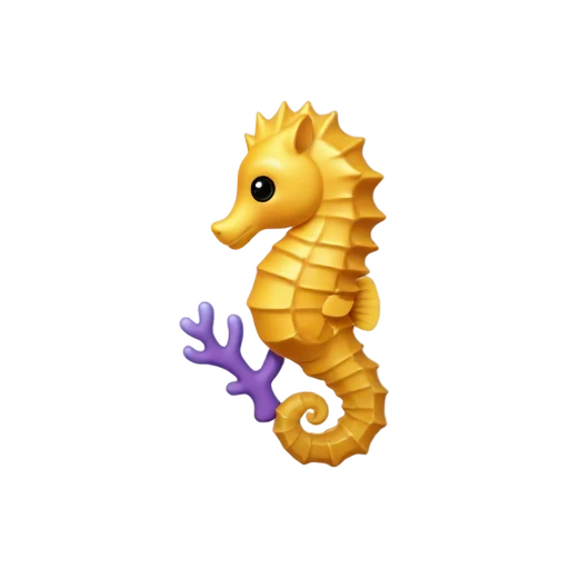 Seahorse curled around coral emoji