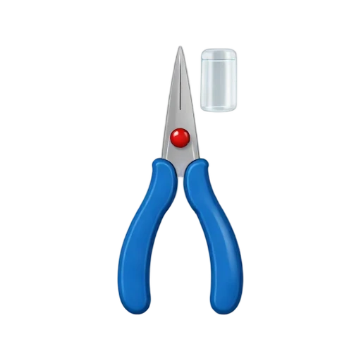 Seam Ripper with slim blue handle and forked metal tip with one red safety bead