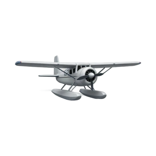 Seaplane with two long landing floats and high straight wings