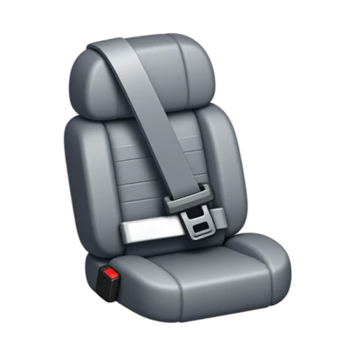 Gray seatbelt webbing with metal latch tongue and red-button buckle