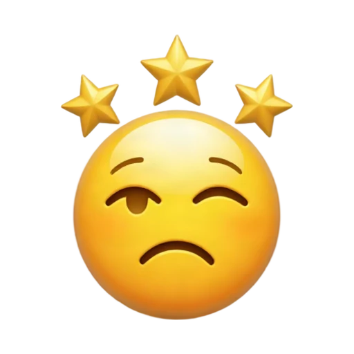 Dazed yellow face with small golden stars orbiting above