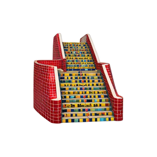 colorful tile staircase and red mosaic walls, depicting Selarón Steps.