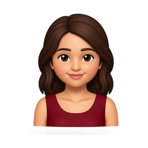 Selena Gomez smiling in a deep red top
