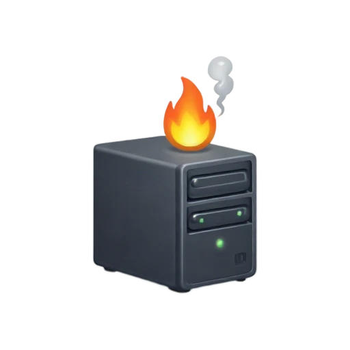 Computer server on fire emoji