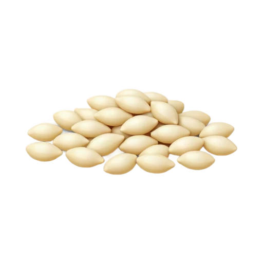 Ivory sesame seeds with tapered oval forms