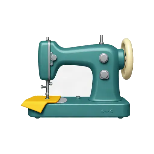 Teal sewing machine with yellow fabric