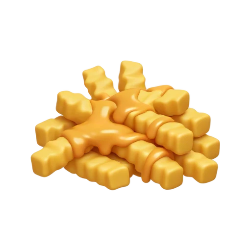 Crinkle fries covered with melted cheese