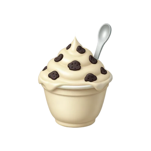 Dense frozen custard with cookie pieces and spoon