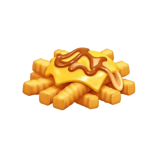 Crinkle-cut fries loaded with cheese and grilled onions