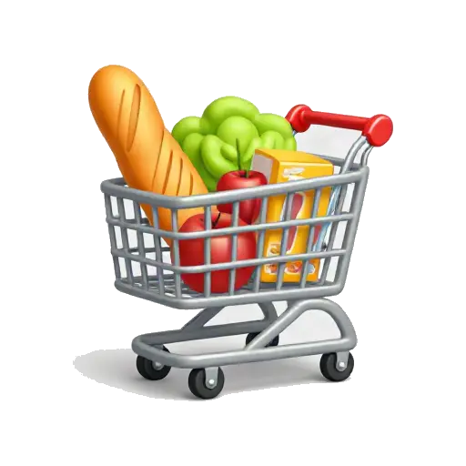 Shopping cart with groceries
