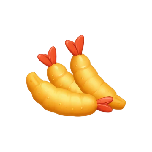 Three golden shrimp tempura pieces
