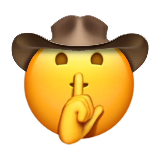 Shushing Cowboy on a transparent background with a brown cowboy hat.