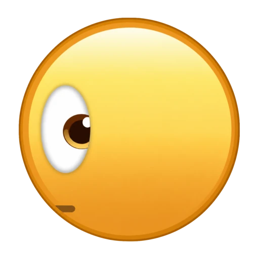 Skeptical yellow face giving side eye emoji