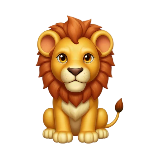 Golden lion cub character sitting proudly emoji