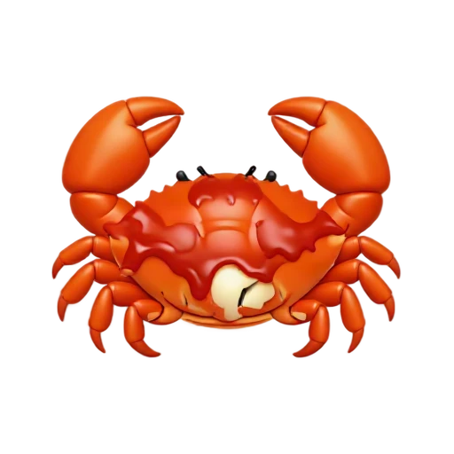Singapore chili crab with orange shell and glossy red sauce