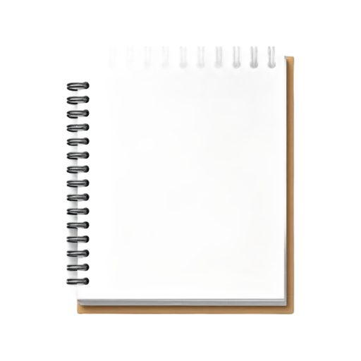 Sketchbook with thick white blank pages and black metal spiral binding