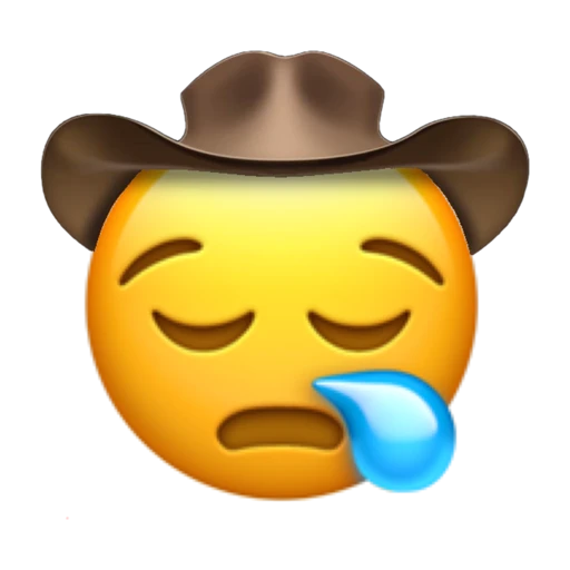 Sleepy Cowboy on a transparent background with a brown cowboy hat.