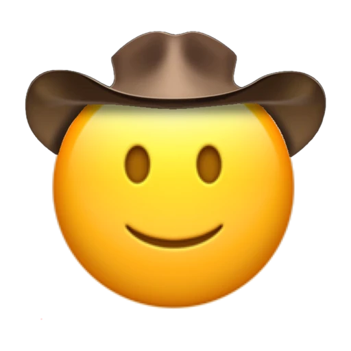 Slightly Smiling Cowboy on a transparent background with a brown cowboy hat.