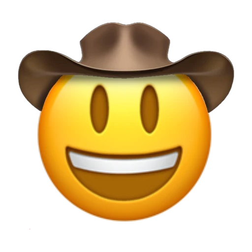 Smiley Cowboy on a transparent background with a brown cowboy hat.