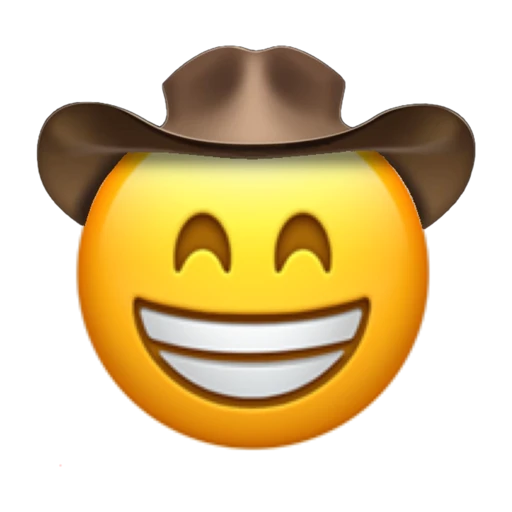 Smiling Cowboy on a transparent background with a brown cowboy hat.