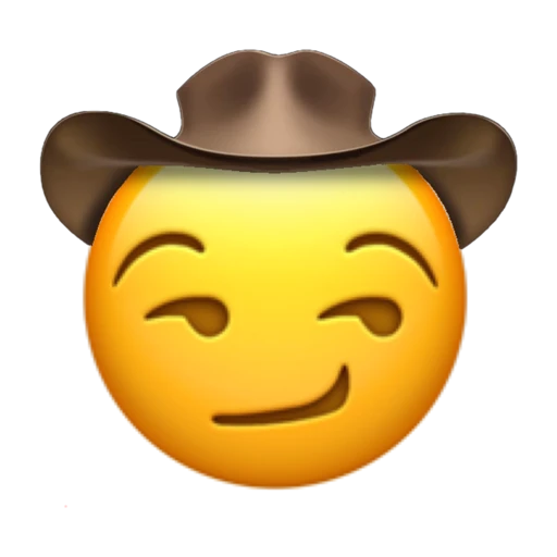 Smirking Cowboy on a transparent background with a brown cowboy hat.