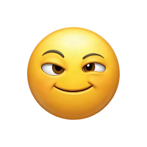 Yellow smug face with one raised eyebrow and sideways smile