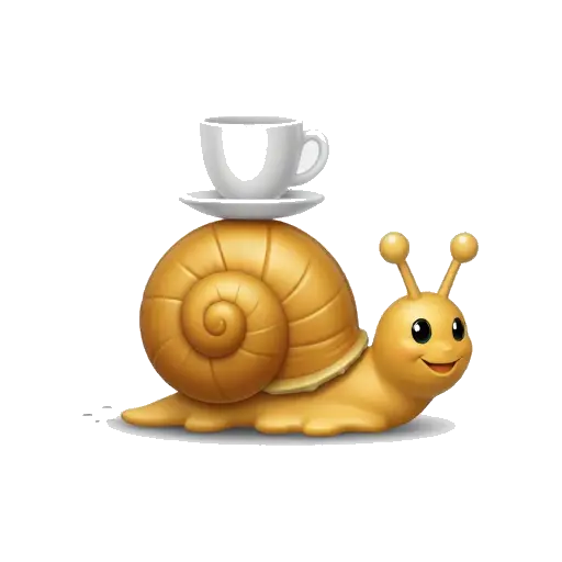 Snail carrying coffee cup on shell