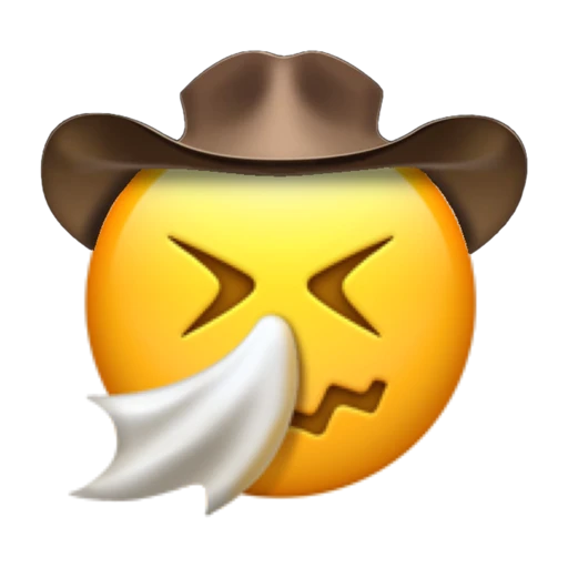 Sneezing Cowboy on a transparent background with a brown cowboy hat.