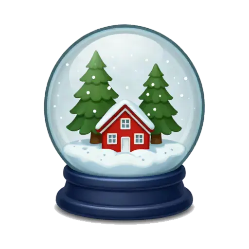 Snow globe with cabin and trees