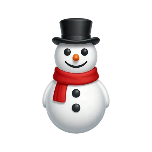 Snowman with red scarf and top hat