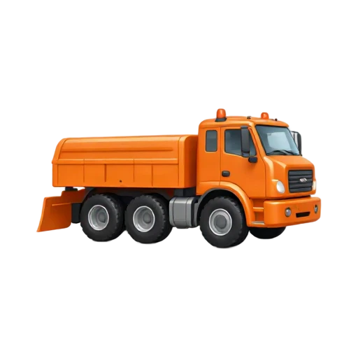 Snowplow with wide angled front plow blade and tall truck cab