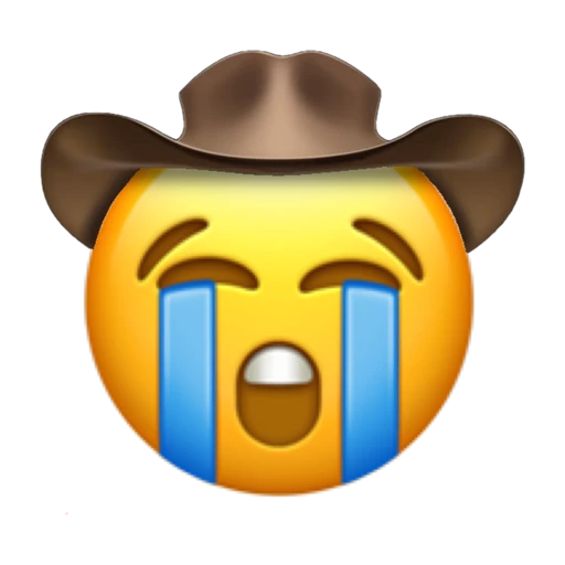 Sobbing Cowboy on a transparent background with a brown cowboy hat.