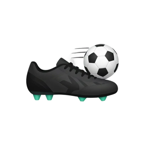 Soccer cleat kicking a black and white ball
