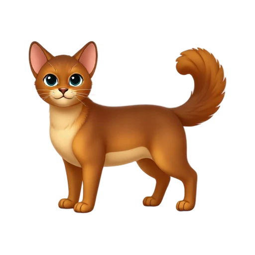 Ruddy Somali cat with ticked coat and large plume tail