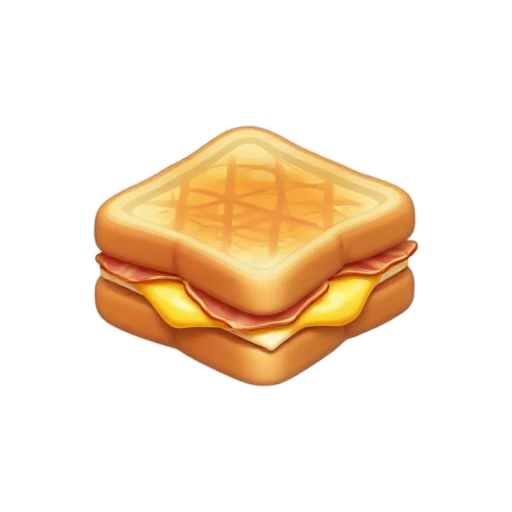 Toasted square breakfast sandwich with egg bacon and cheese