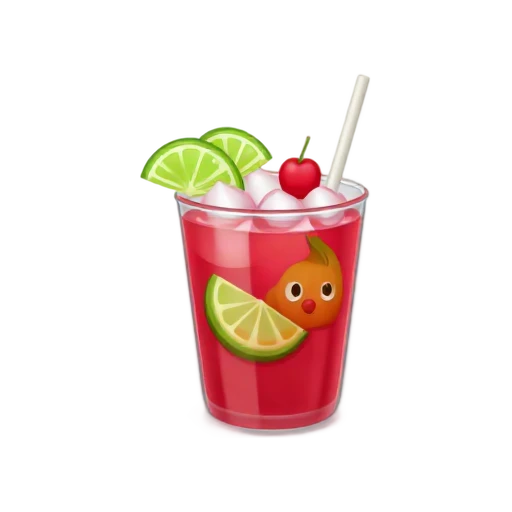Red cherry limeade with lime wedges and ice